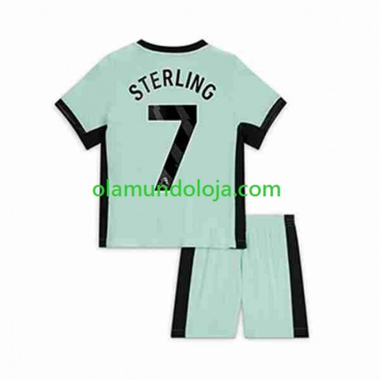 Camisola Chelsea Raheem Sterling 7 Criança Equipamento Terceiro 2023-2024 Manga Curta
